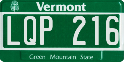 VT license plate LQP216