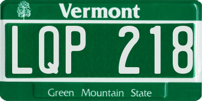 VT license plate LQP218