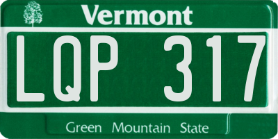 VT license plate LQP317