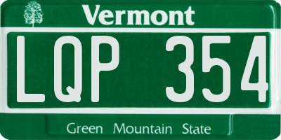 VT license plate LQP354