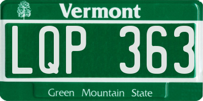 VT license plate LQP363
