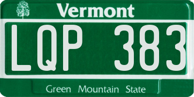 VT license plate LQP383