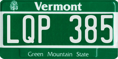 VT license plate LQP385