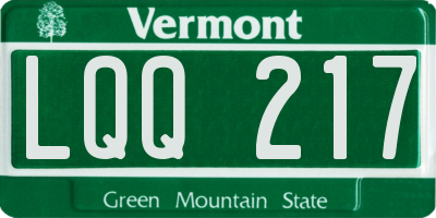 VT license plate LQQ217