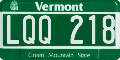 VT license plate LQQ218