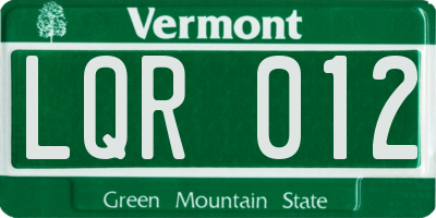 VT license plate LQR012