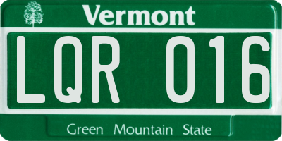 VT license plate LQR016
