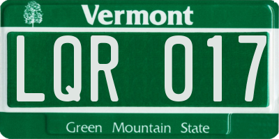 VT license plate LQR017