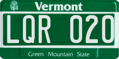 VT license plate LQR020