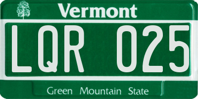 VT license plate LQR025