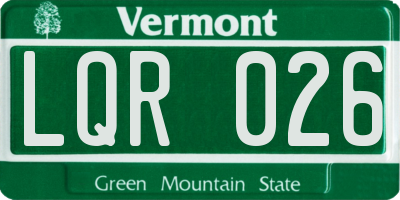 VT license plate LQR026