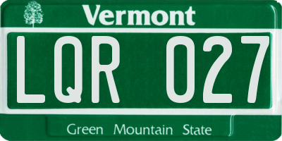 VT license plate LQR027