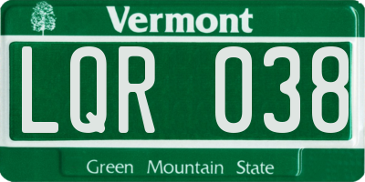 VT license plate LQR038