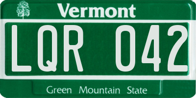 VT license plate LQR042