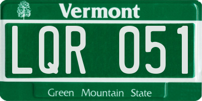VT license plate LQR051