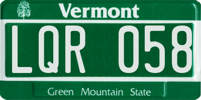 VT license plate LQR058