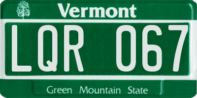 VT license plate LQR067