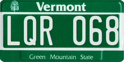 VT license plate LQR068