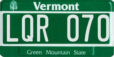 VT license plate LQR070