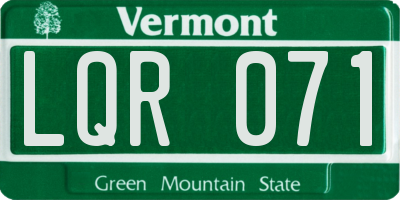 VT license plate LQR071