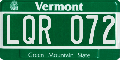 VT license plate LQR072