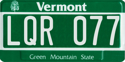 VT license plate LQR077