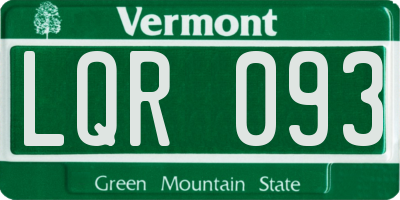 VT license plate LQR093