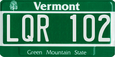 VT license plate LQR102