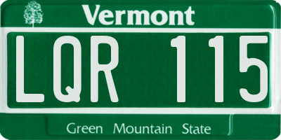 VT license plate LQR115