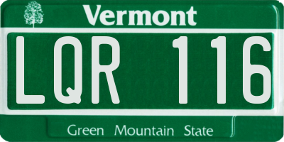 VT license plate LQR116