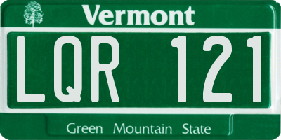 VT license plate LQR121