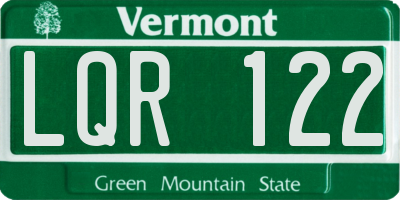 VT license plate LQR122