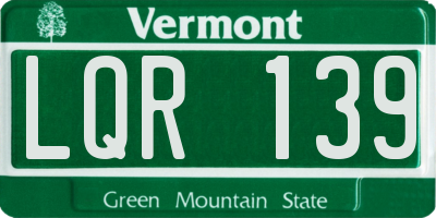 VT license plate LQR139