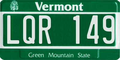 VT license plate LQR149