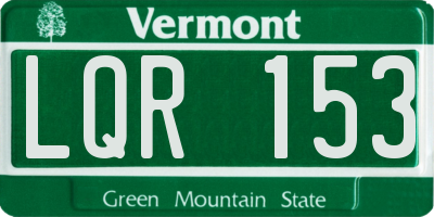 VT license plate LQR153