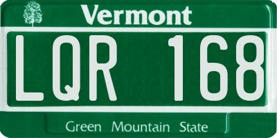 VT license plate LQR168