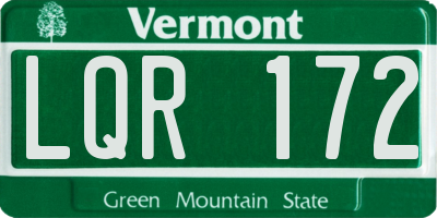 VT license plate LQR172