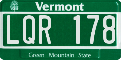 VT license plate LQR178