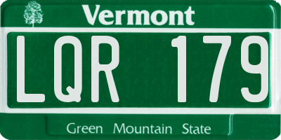 VT license plate LQR179