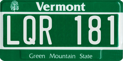 VT license plate LQR181