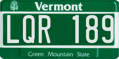 VT license plate LQR189