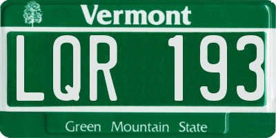 VT license plate LQR193