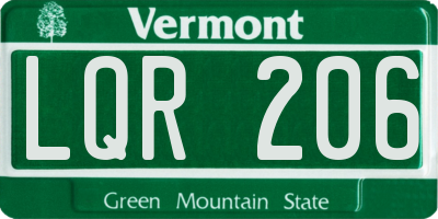 VT license plate LQR206