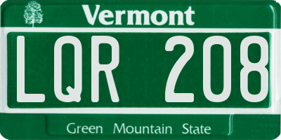 VT license plate LQR208