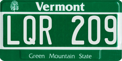 VT license plate LQR209