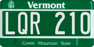VT license plate LQR210