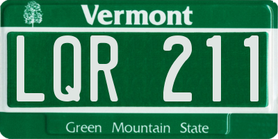 VT license plate LQR211