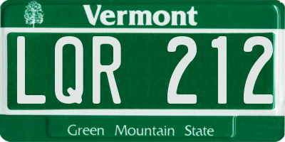 VT license plate LQR212