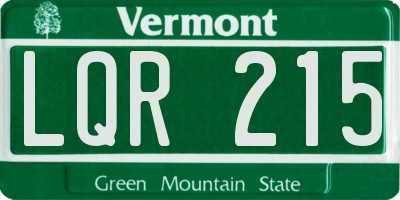 VT license plate LQR215