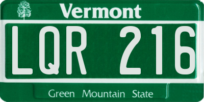 VT license plate LQR216